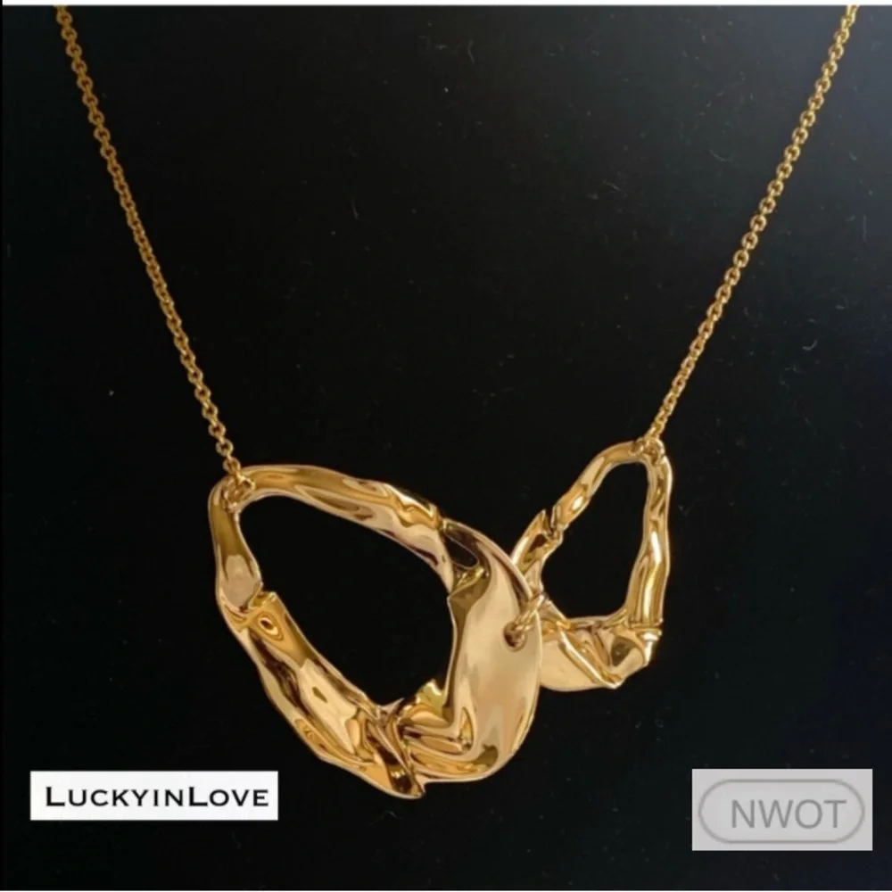 ALEXIS BITTAR • Retro Gold Collection Molten Liquid Crumpled Link Necklace